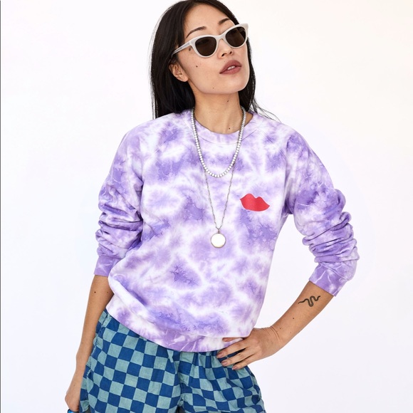 Clare V Tops - Clare V Tie-Dye Lips Sweatshirt Purple NEW Size Medium